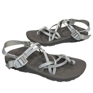 Chaco ZCloud Strappy Sandals Womens 10 Silver Adjustable Outdoor Travel Hiking